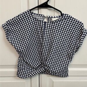 Zara Blue and White Grid Pattern Crop Top. Size 6. Cute and coastal